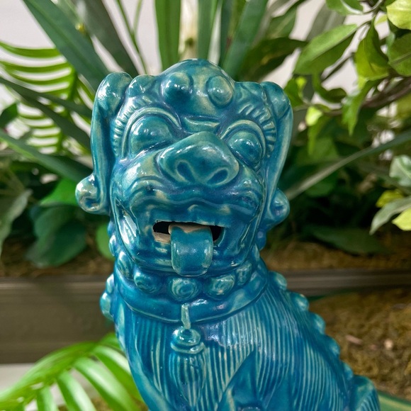 FOO Dog Statue 9 1/2", Turquoise Chinese Good Fortune Figure, Home Decor Vintage - Picture 5 of 14